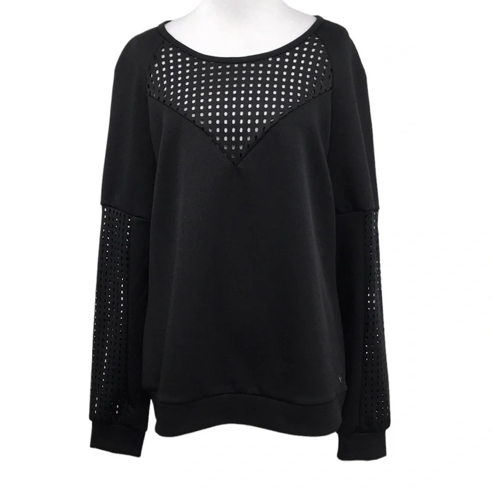 Fabletics Sweatshirt Womens XL Black Tilly Neoprene Dreams Pullover
